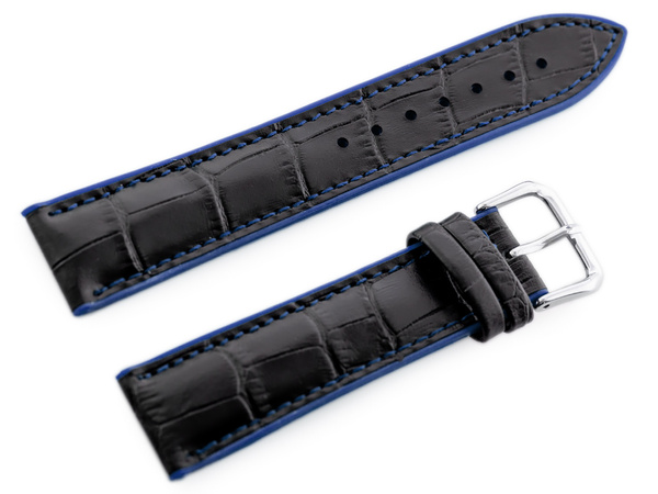 Gumový remienok na hodinky U18 - Čierny/Navy - 20 mm