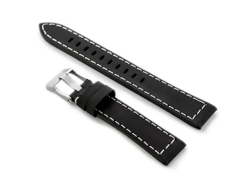 Kožený remienok na hodinky W25 – čierno/biely – 24 mm