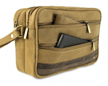 Pánska nubuková kožená taška so šnúrkou