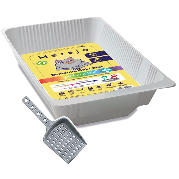 5x jednorázový box pre mačky PH CONTROL, s bentonitovou podstielkou 5x2,7l + lopatka