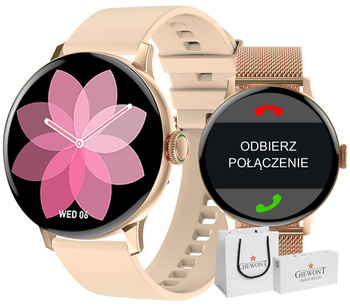 Smartwatch Giewont Pink GW330-1 Rose Gold-Pink Powder Silicone Strap + Rose Gold Bracelet