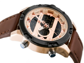 Pánske hodinky - Nf9097 (Zn043e) - Hnedé/Rosegold