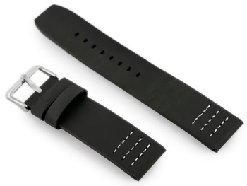 Kožený remienok na hodinky W39 - Čierno/biely 20 mm
