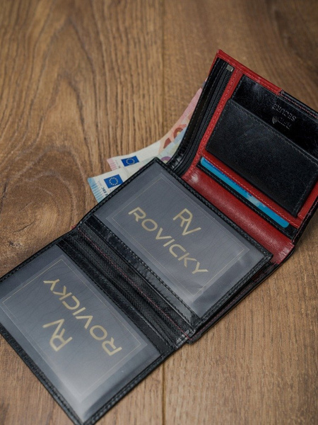 Kožená, vertikálna pánska peňaženka z dvojfarebnej RFID prírodnej kože