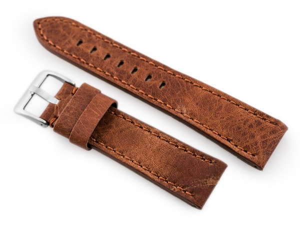 Kožený remienok na hodinky W48 - Premium - Tmavohnedý I - 22 mm