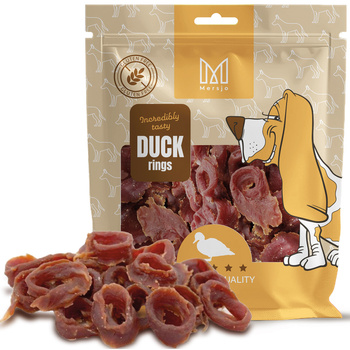 Pochúťka pre psov - Mersjo mäkké sušené kačacie krúžky 500g