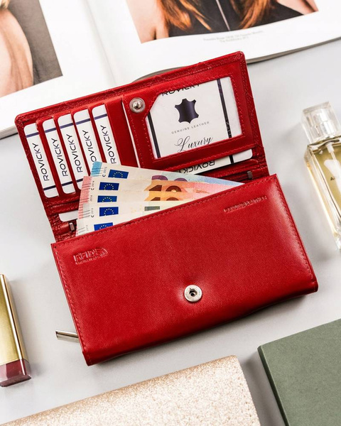Veľká, kožená dámska peňaženka s RFID systémom