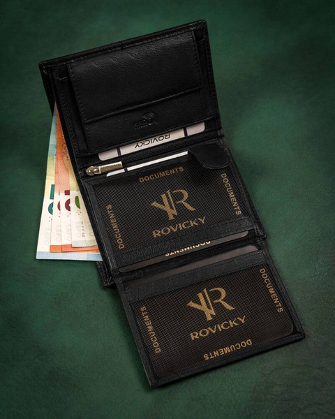 Veľká, kožená pánska peňaženka bez zapínania