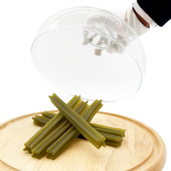 Dentálna pochúťka pre psov Mersjo Dental Sticks - Králik Papája & Brusnica (7 tyčiniek)